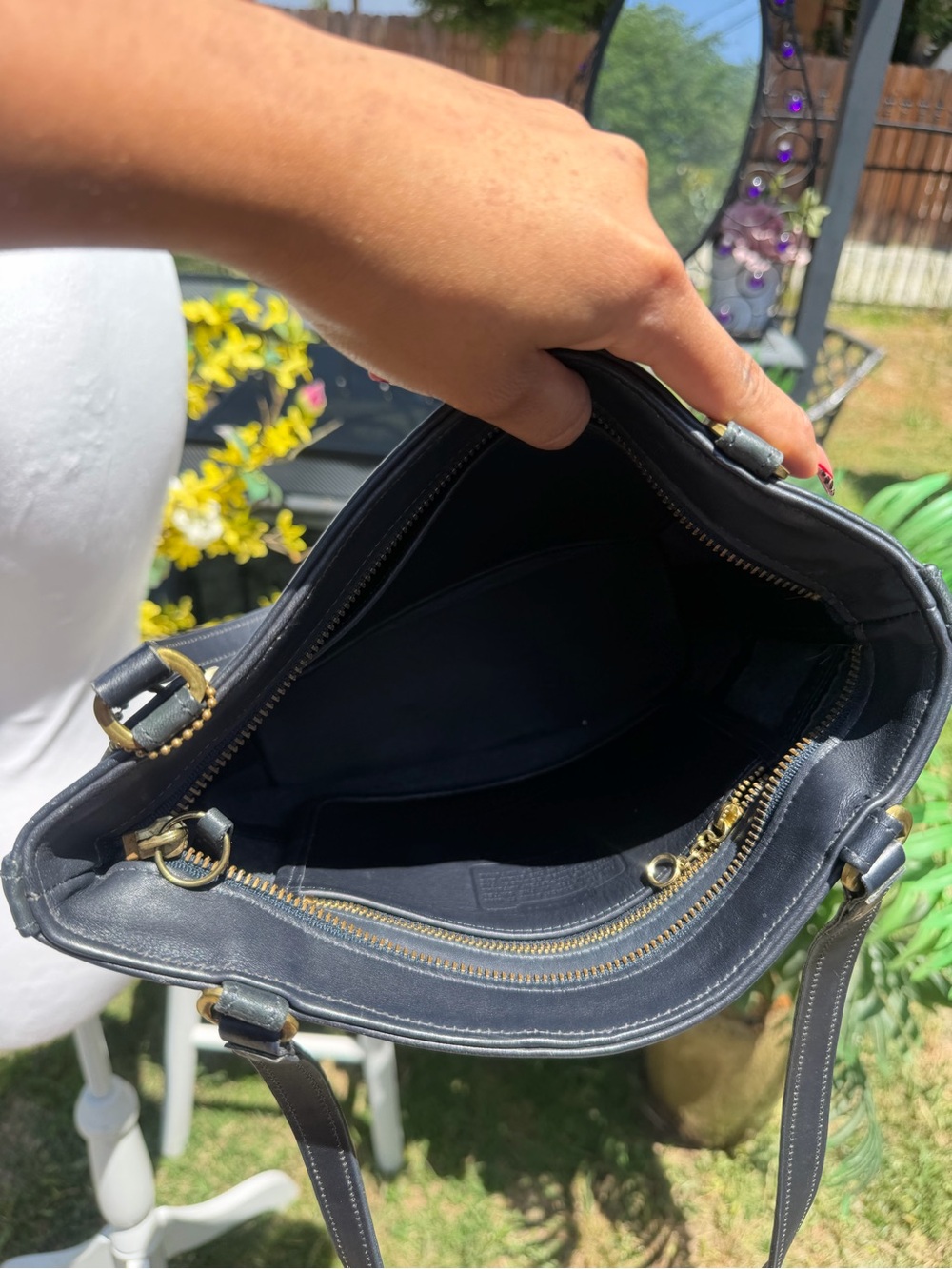 Coach  Black Leather Tote Bag with Bead Charm - Picture 10 of 10